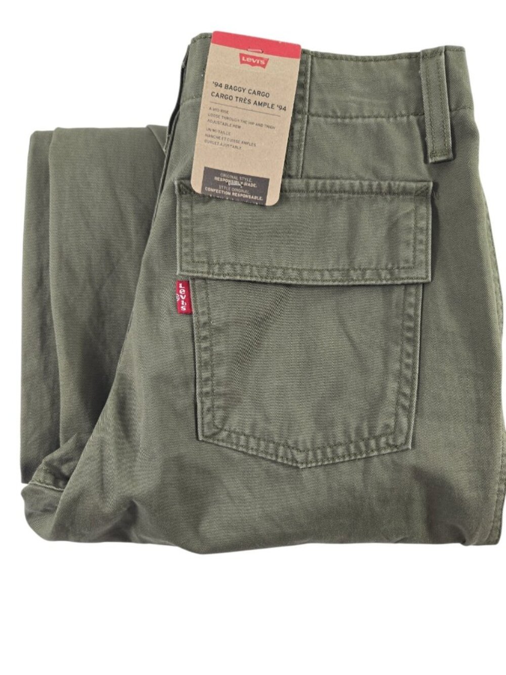 NWT Levis '94 Baggy Cargo Pants Womens Jeans 23x32 (fits 26x32) Olive Green